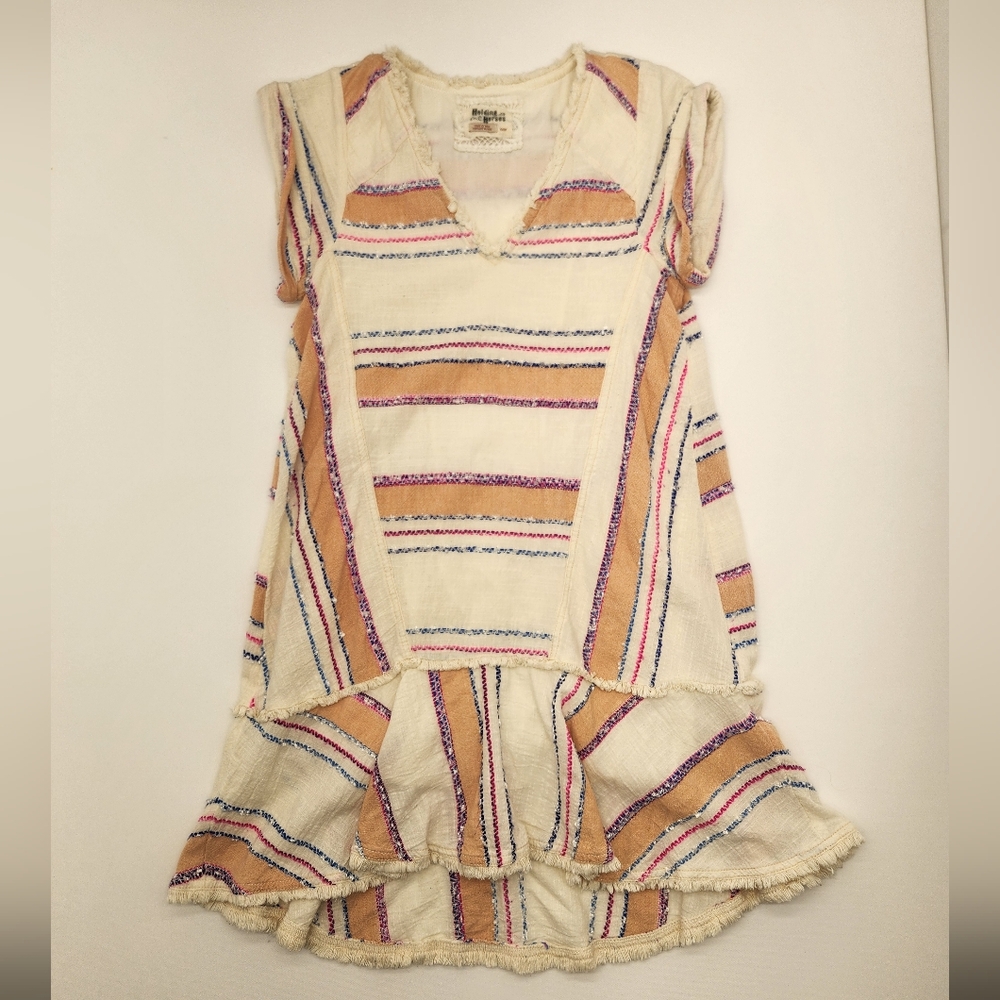 Holding Horses Anthropologie Striped Boho Ruffle Hem Dress XXS